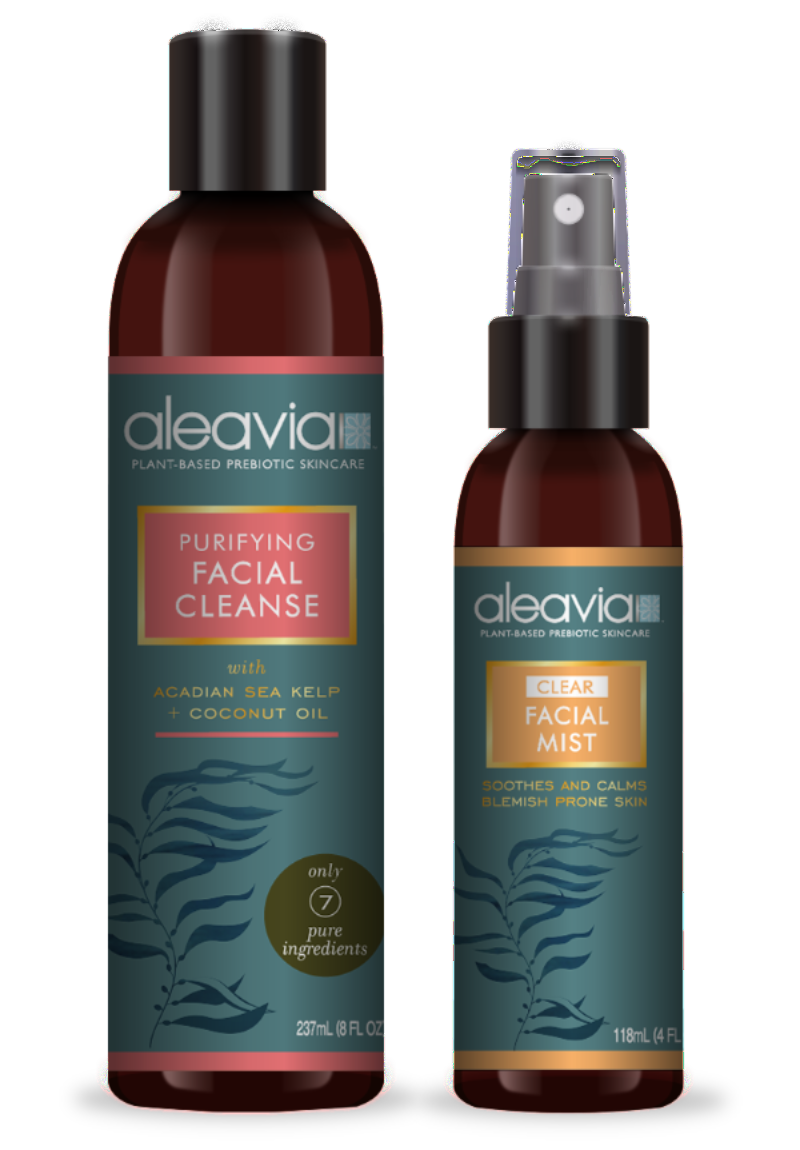 Aleavia Prebiotic Acne Repair Kit (includes Aleavia Purifying Facial Cleanse 8oz bottle and Aleavia Clear Facial Mist 4oz bottle)