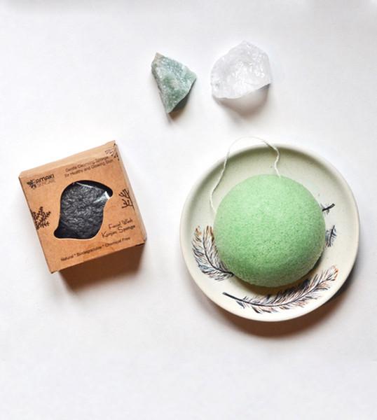 Amaki 6 Konjac Sponge Facial Wash Green Tea & Charcoal Set